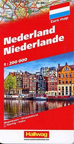Hallwag Straßenkarten, Niederlande: Straßenkarte mit Index und Distoguide